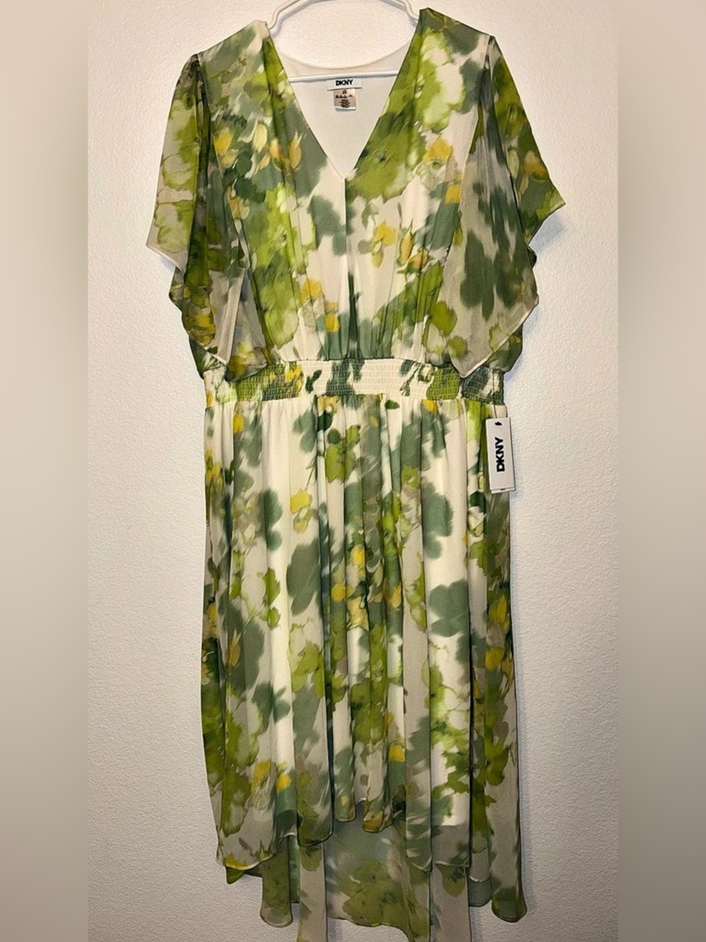 DKNY Floral Maxi Dress in Green & White Size 22W NWT